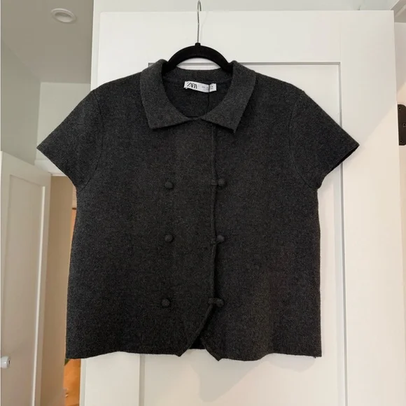 NWT Zara Charcoal Sweater Jacket / size L - Picture 6 of 7